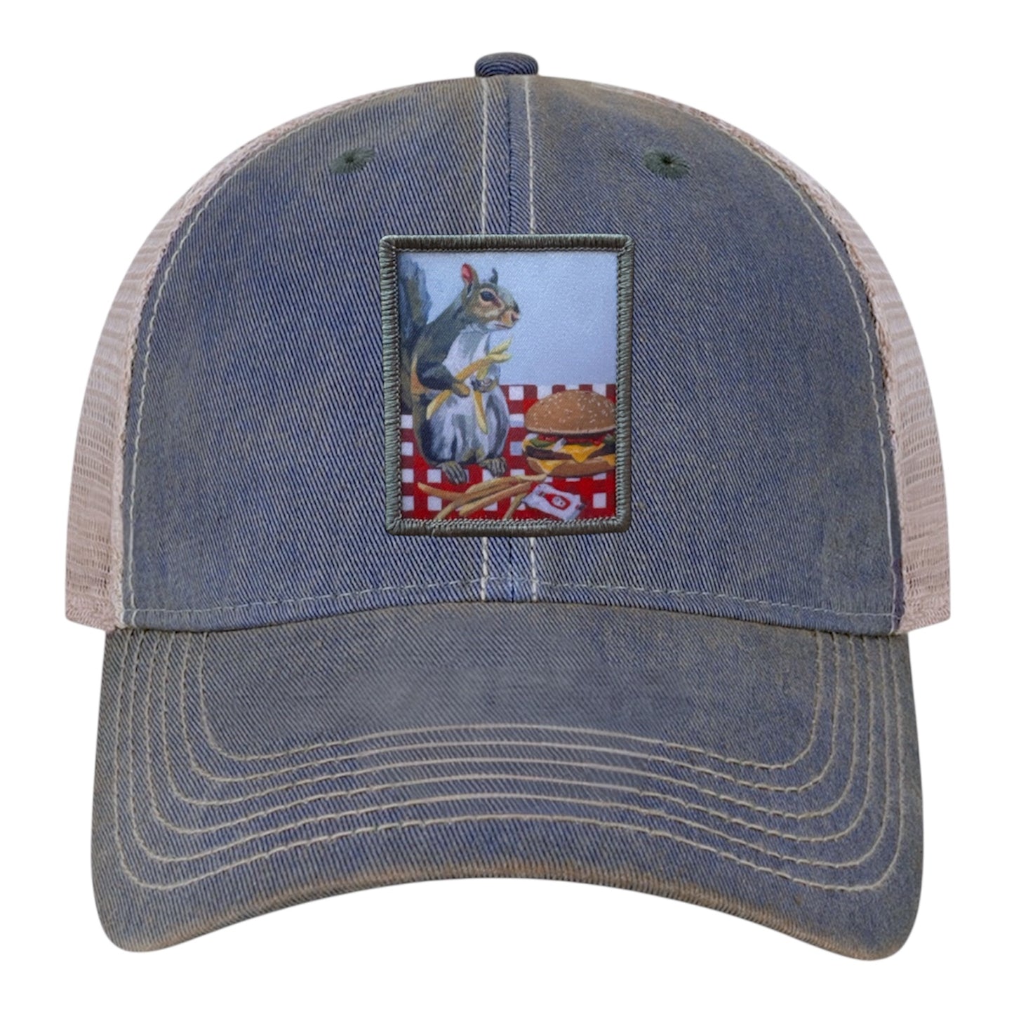 Navy/ Khaki Trucker Cap Hats FlynHats Squirrel Burger