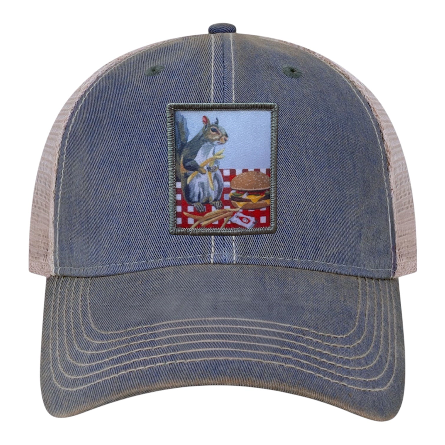 Navy/ Khaki Trucker Cap Hats FlynHats Squirrel Burger