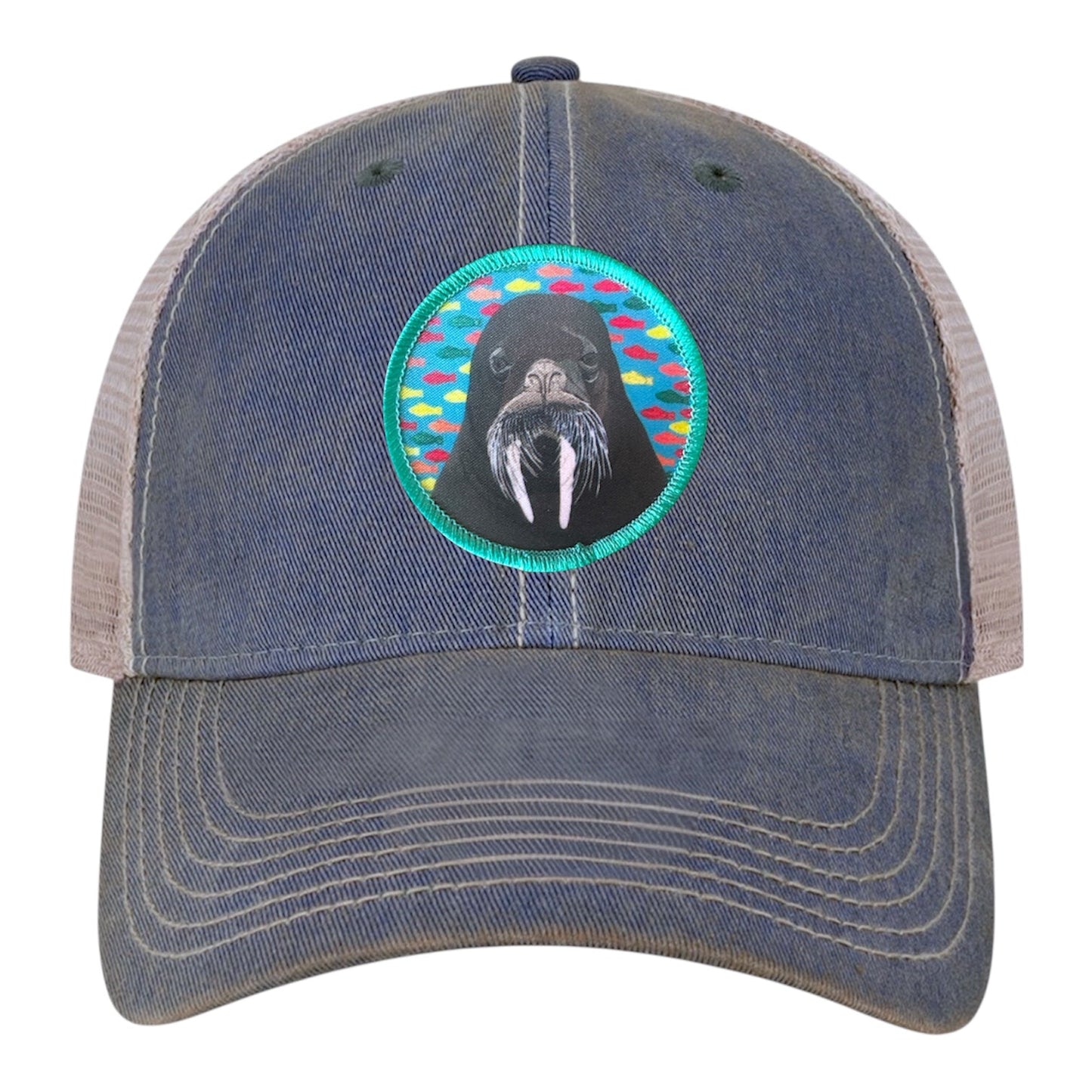 Walrus Trucker Hat Hats FlynHats Navy/Khaki