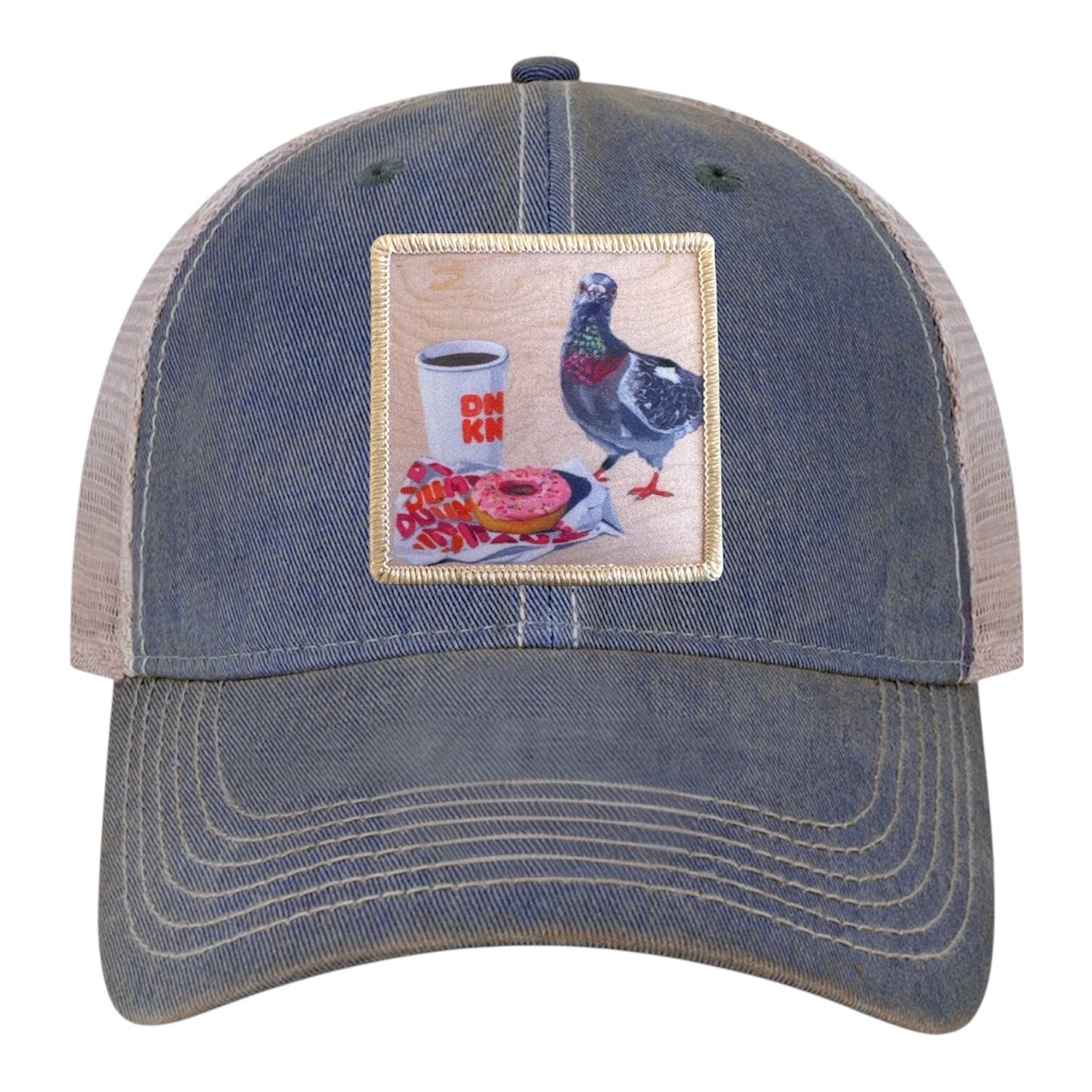 Pigeons Run On Donuts Trucker Hat Hats FlynHats Navy/Khaki