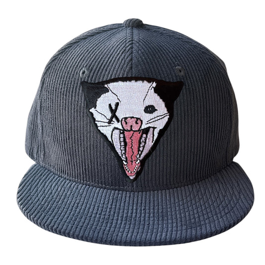 NOT DEAD YET Grey Cord Flat Brim Large Patch Hats FlynHats