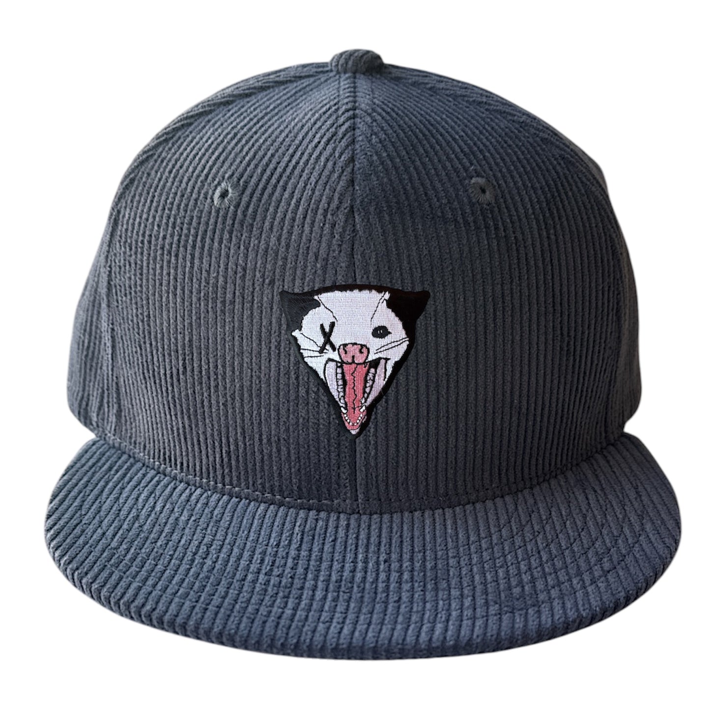 NOT DEAD YET Grey Cord Flat Brim Small Patch Hats FlynHats