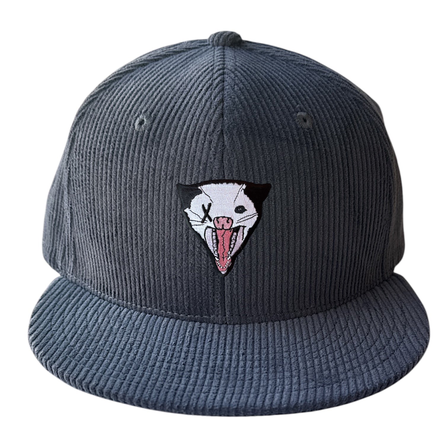 NOT DEAD YET Grey Cord Flat Brim Small Patch Hats FlynHats