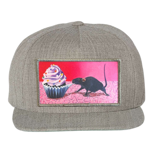 Rats Got My Cake Snapback Cap Hats FlynHats Heather Grey