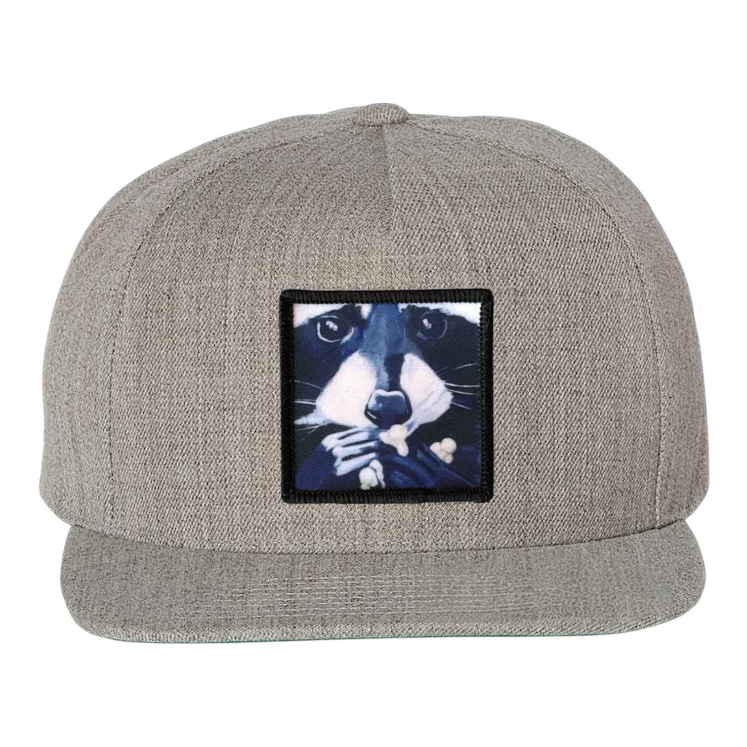 Raccoon Pop Snapback Cap Hats FlynHats Heather Grey