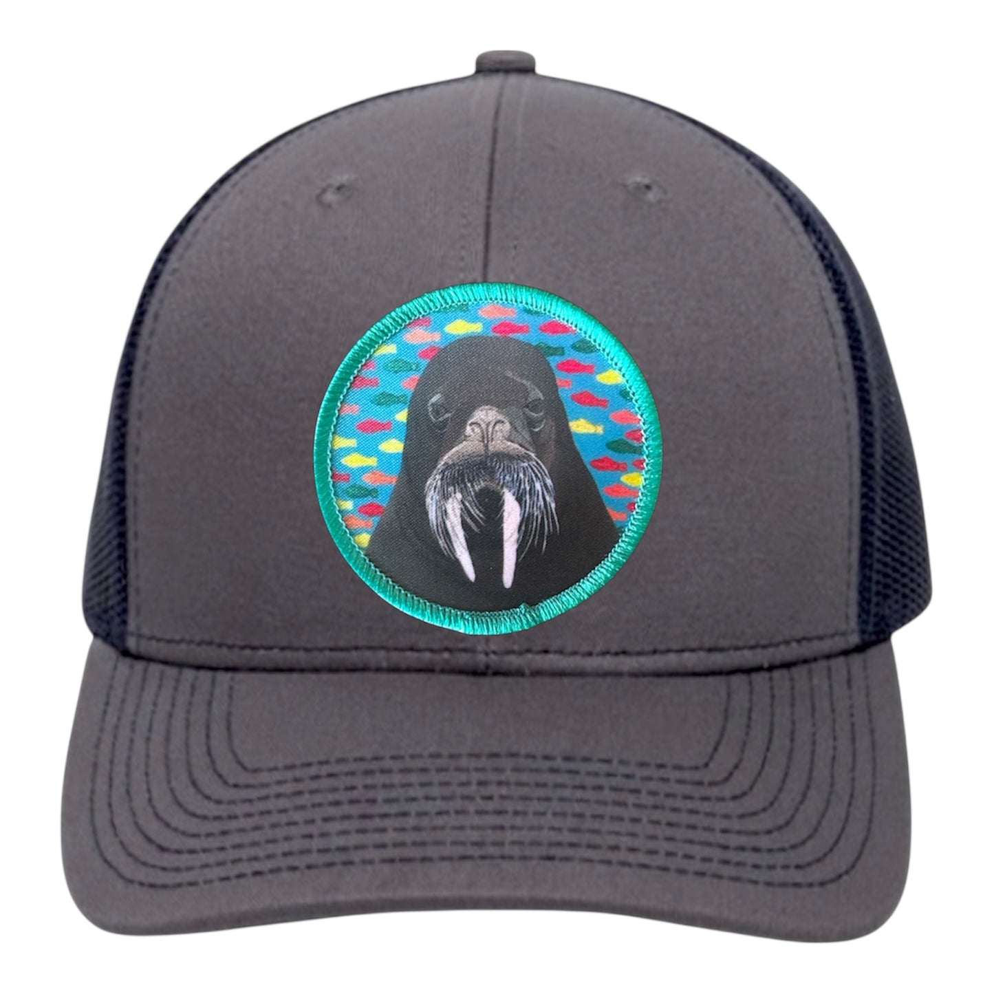 Charcoal/ Navy Trucker Hats Flyn Costello Walrus Dreams
