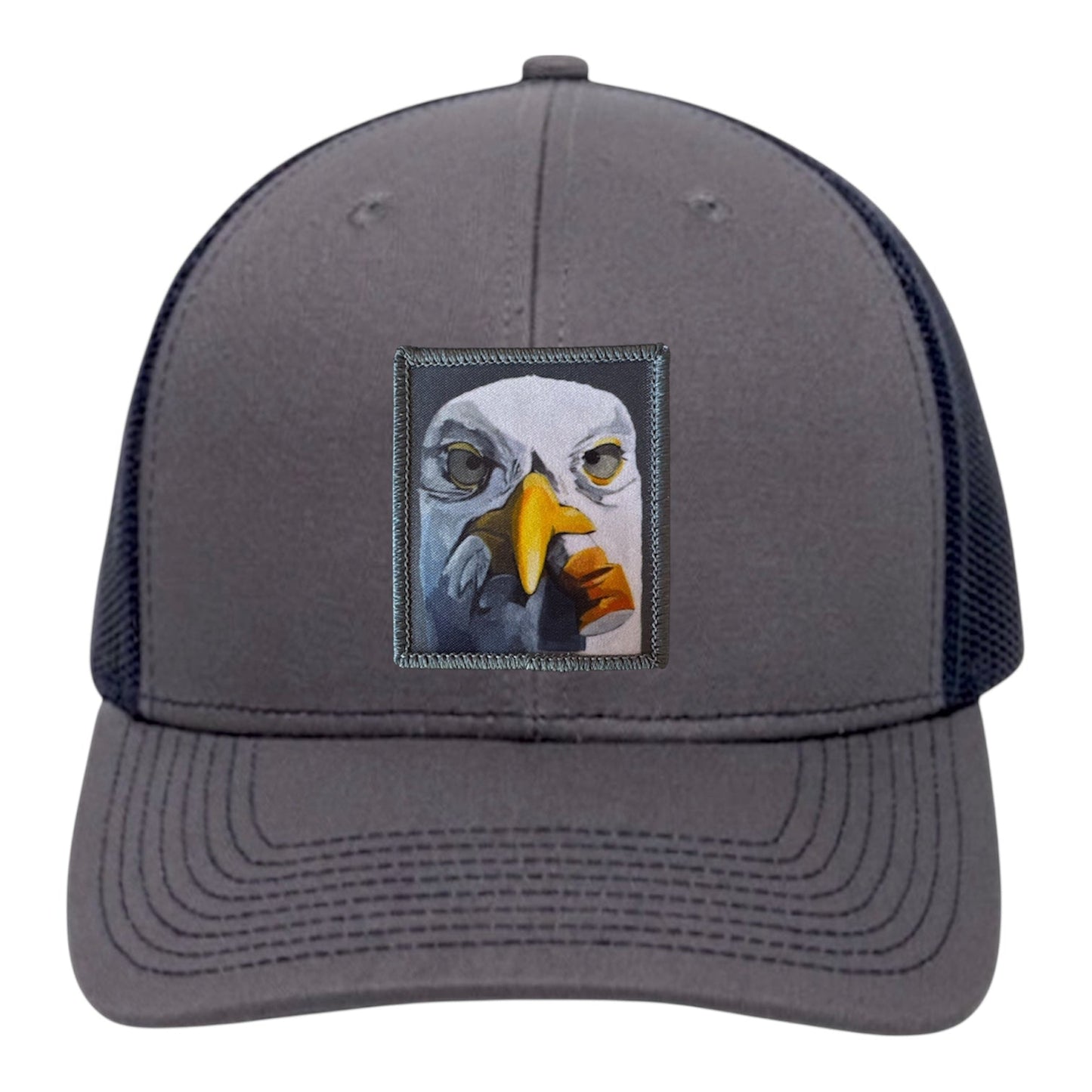 Seagull With Cig Trucker Hat Hats FlynHats Charcoal/Navy