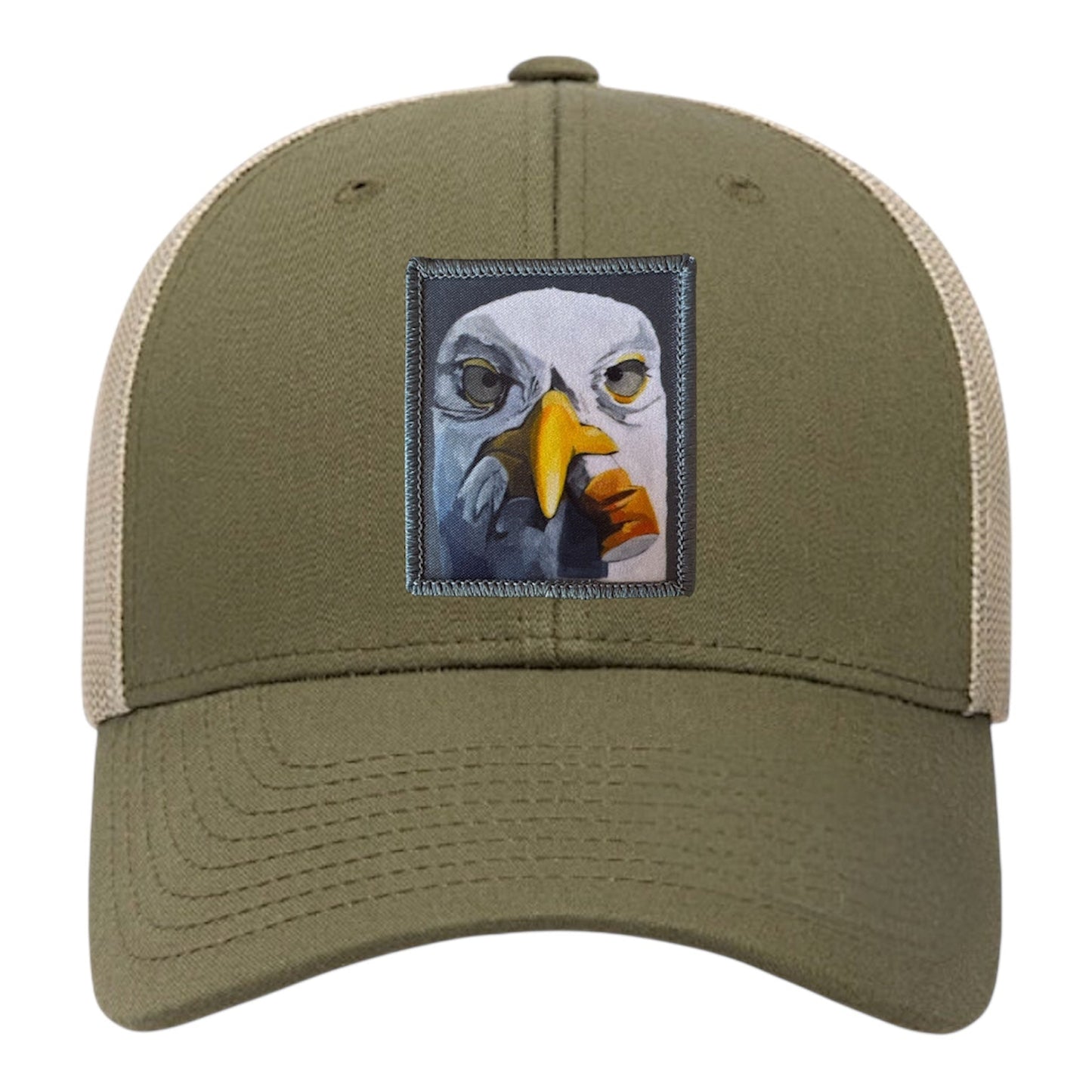 Seagull With Cig Trucker Hat Hats FlynHats Moss-Khaki