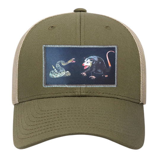 NOT DEAD YET Fangs Out Trucker Hat Hats FlynHats Moss-Khaki
