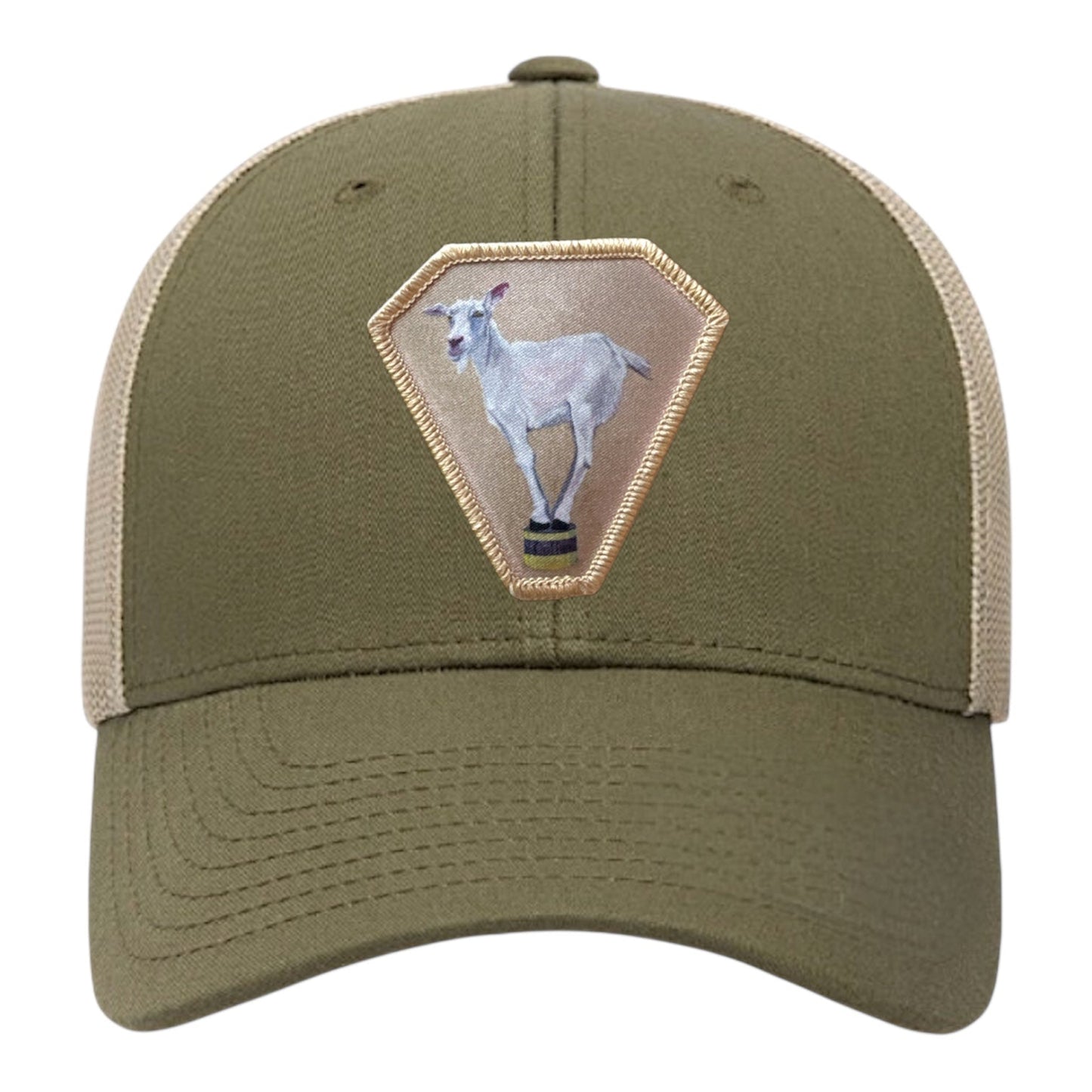 Diamond Goat Trucker Hat Hats FlynHats Moss-Khaki