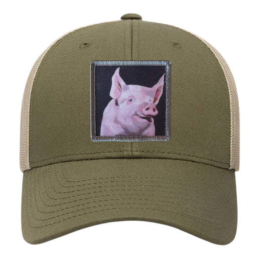 Piggie Trucker Hat Hats FlynHats Moss/Khaki