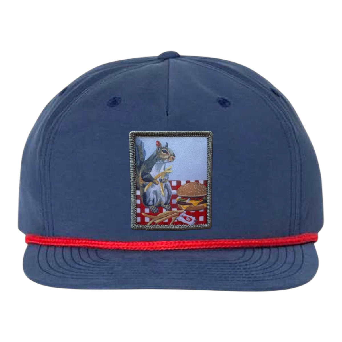 Squirrel Burger Rope Cap Hats FlynHats Navy/Red