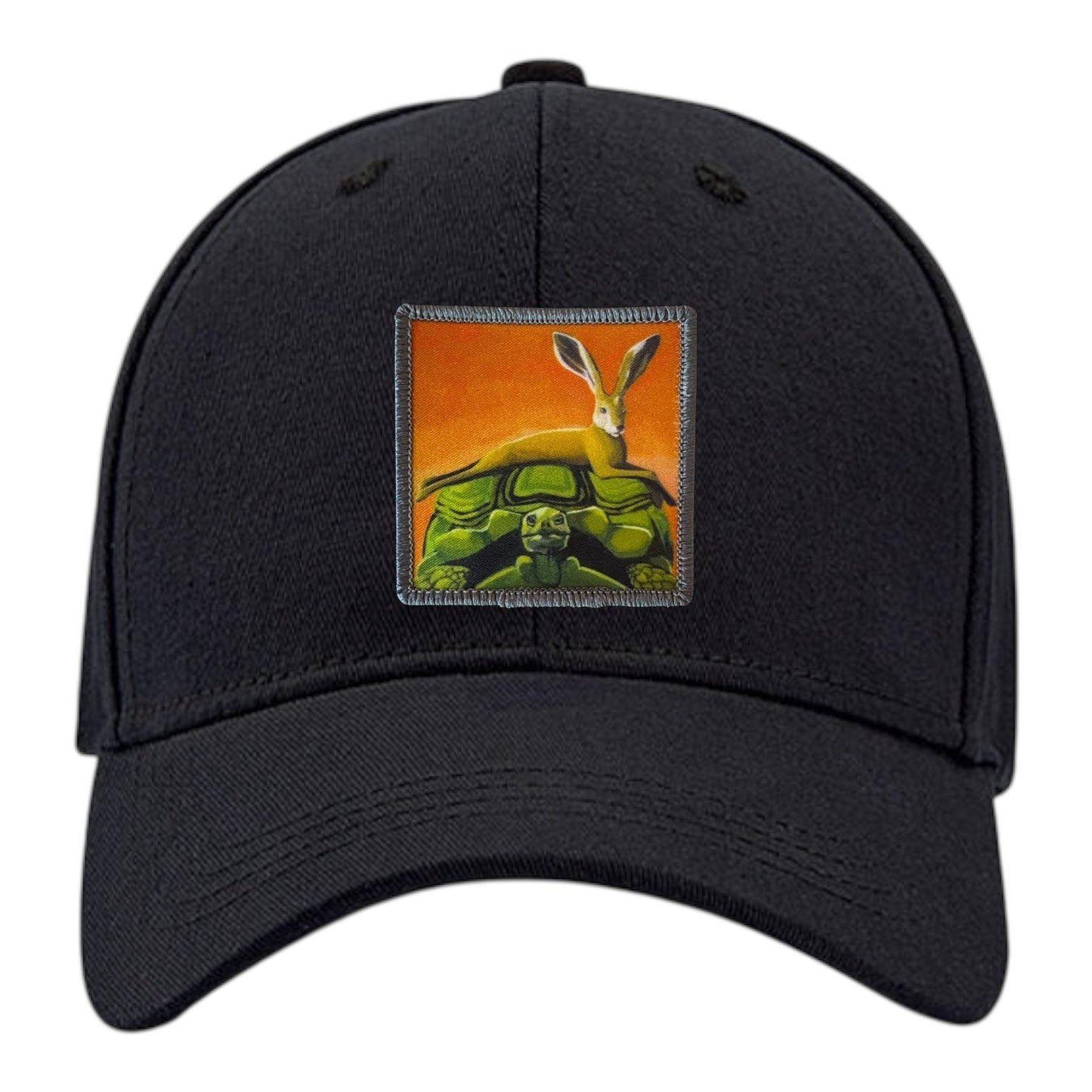 The Tortoise by a Hare 6 Panel Baseball Cap Hats FlynHats Black
