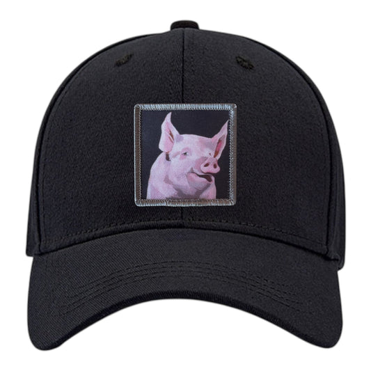 Piggie 6 Panel Baseball Cap Hats FlynHats Black
