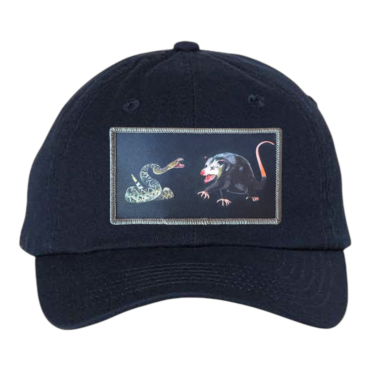 Fangs Out Not Dead Yet Opossum vs Rattlesnake Youth Hat - Navy