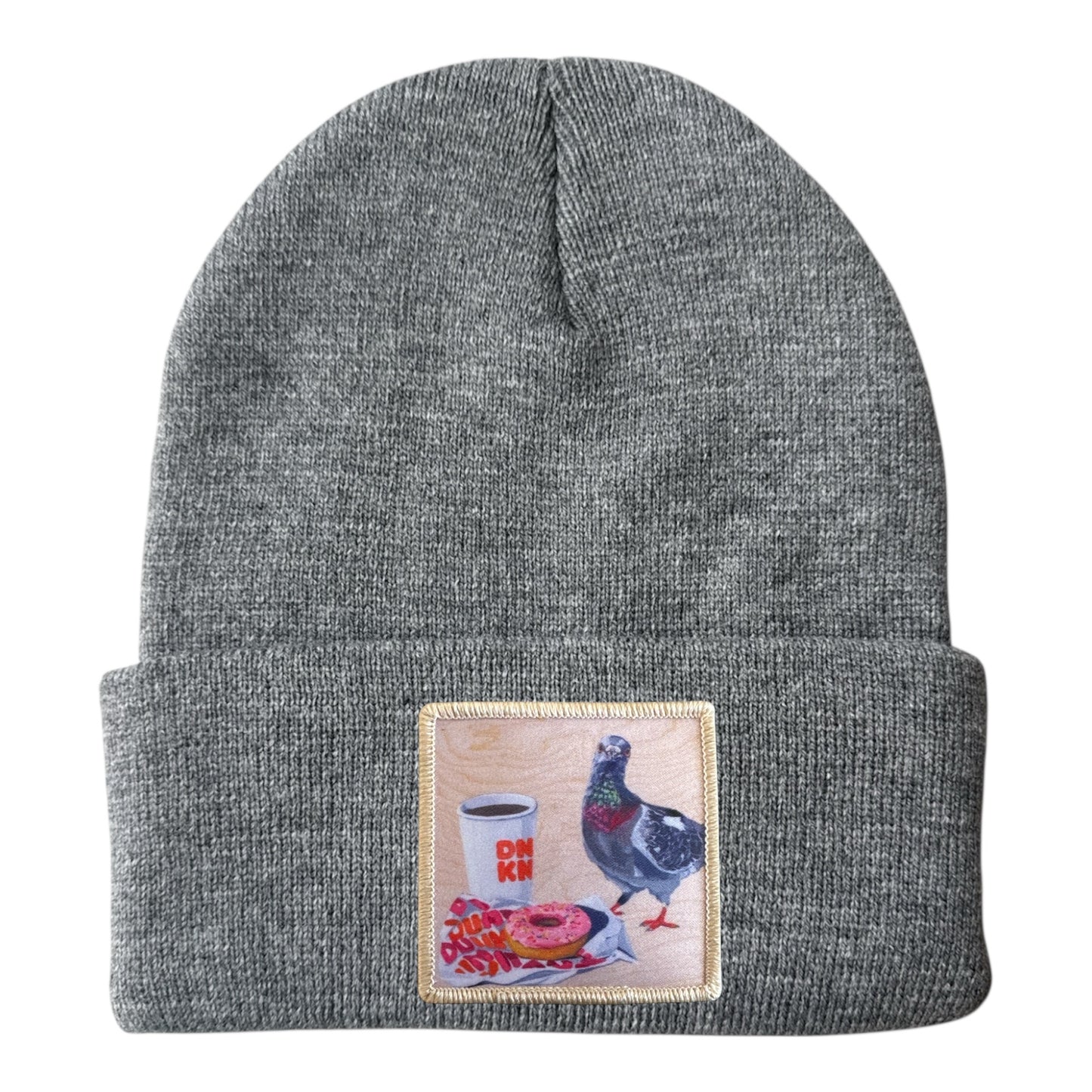 Pigeons Run On Donuts Beanie Hats Flyn Costello Grey