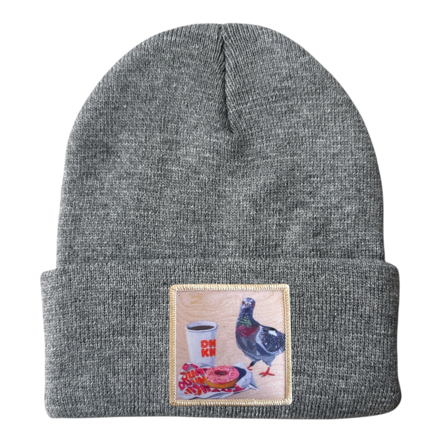 Pigeons Run On Donuts Beanie Hats Flyn Costello Grey