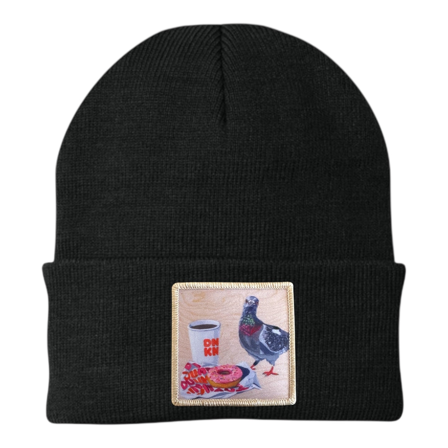 Pigeons Run On Donuts Beanie Hats Flyn Costello Black