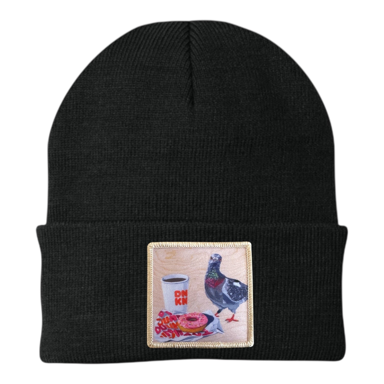 Pigeons Run On Donuts Beanie Hats Flyn Costello Black