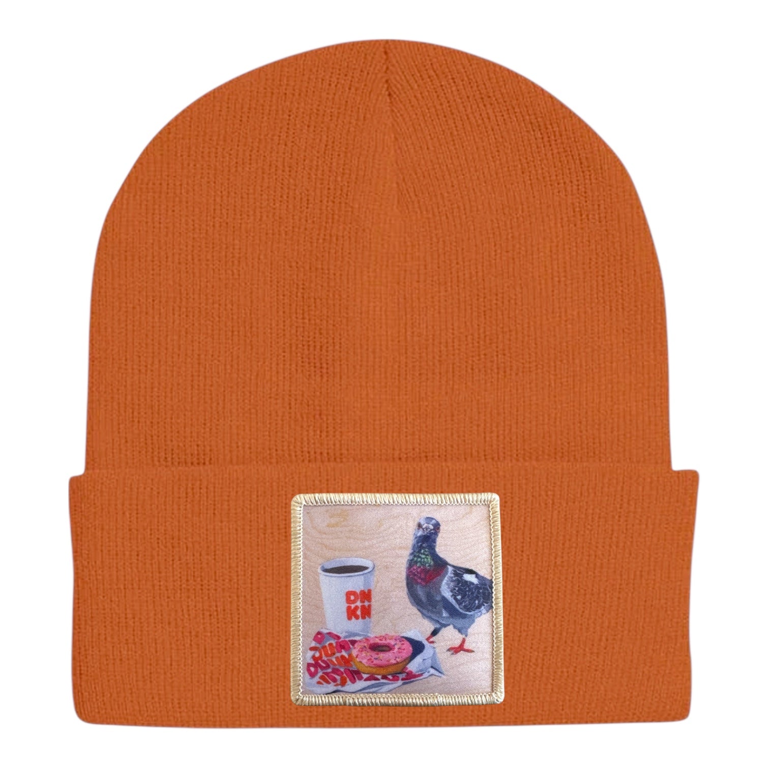 Pigeons Run On Donuts Beanie Hats Flyn Costello Burnt Orange