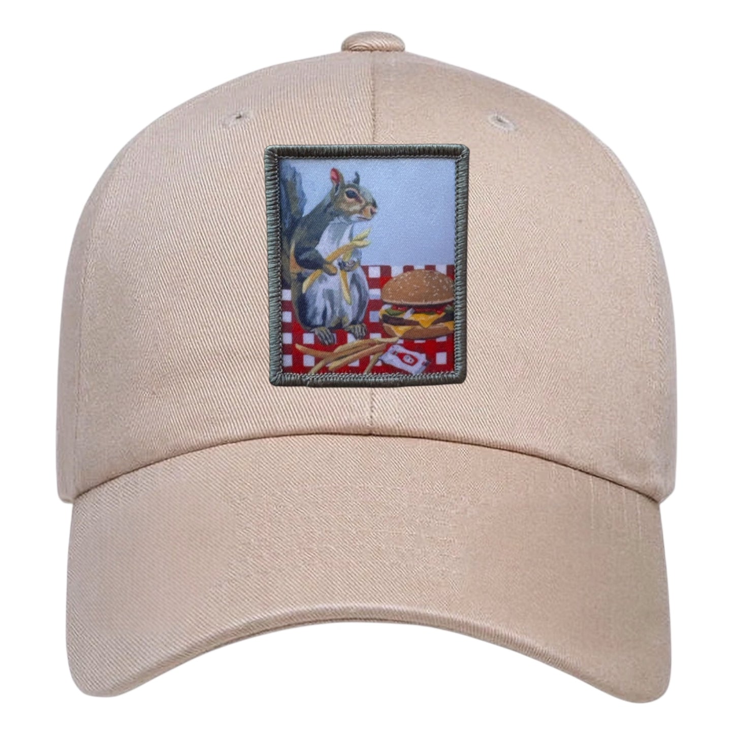 Eco-Washed Tan Dad Hat Hats FlynHats Squirrel Burger