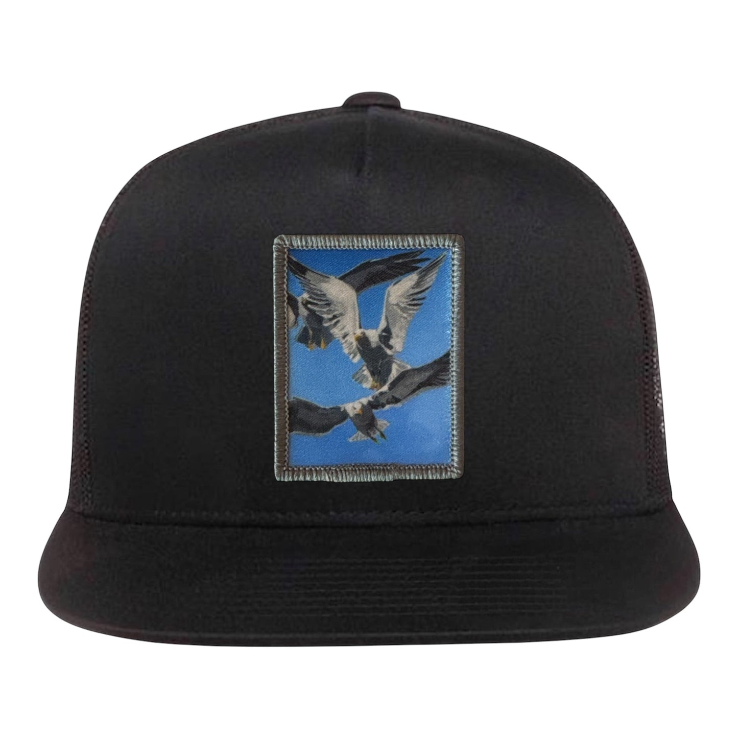 Black 5 Panel FlynHats Flock of Seagulls