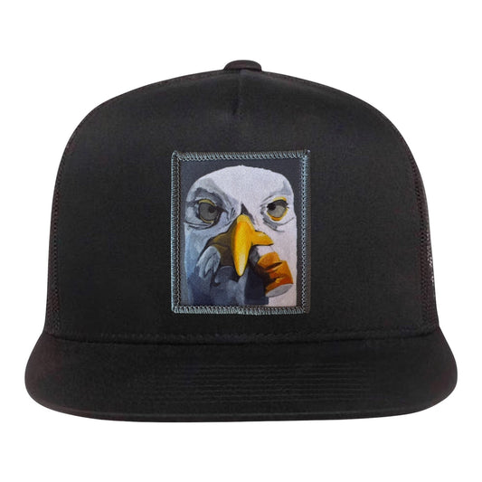 Seagull With Cig 5 Panel Cap Hats FlynHats Black