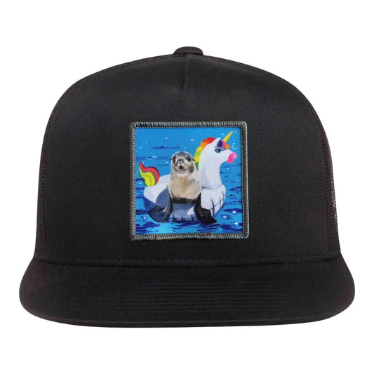 Unicorn Drifter 5 Panel Cap Hats FlynHats Black