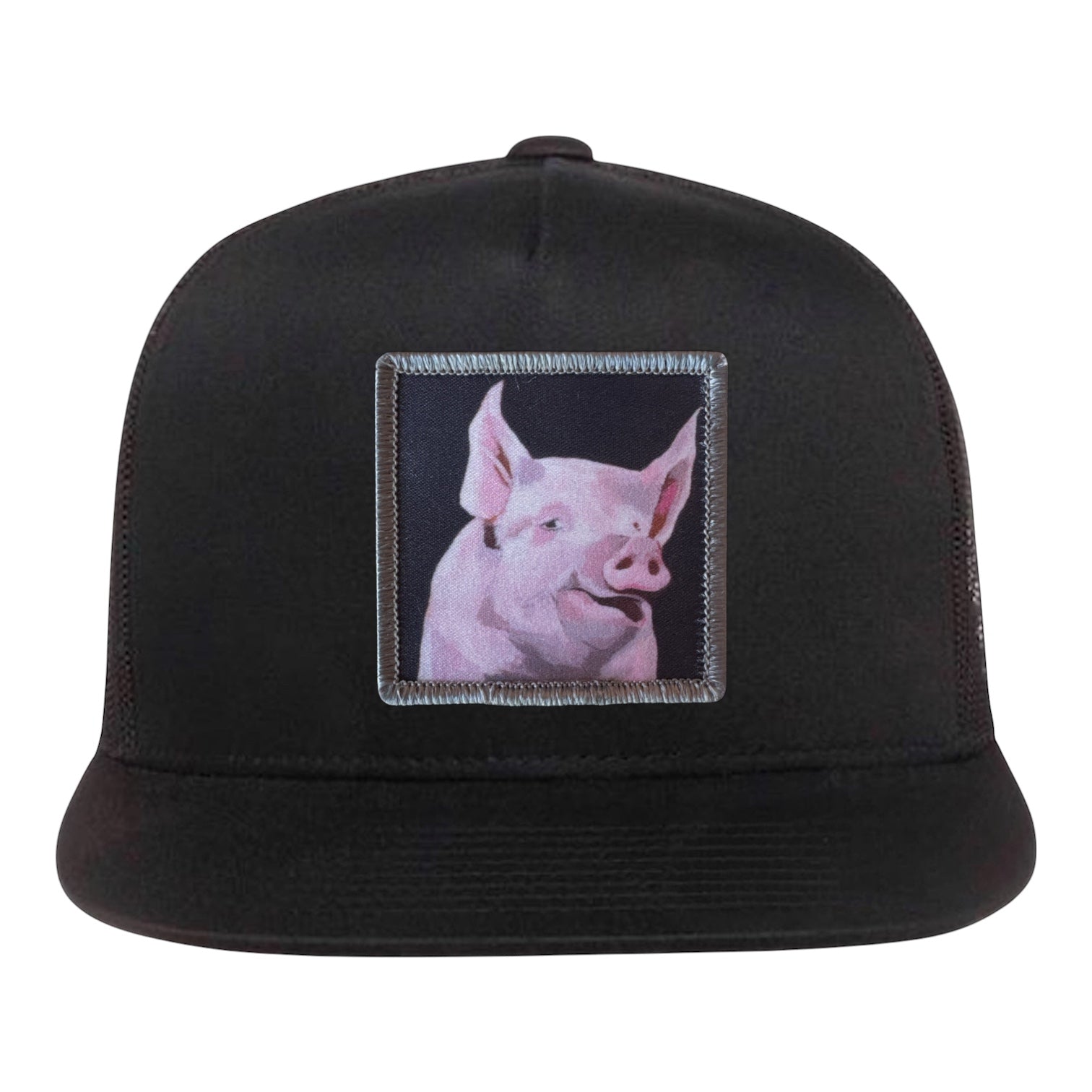 Piggie 5 Panel Cap Hats FlynHats Black