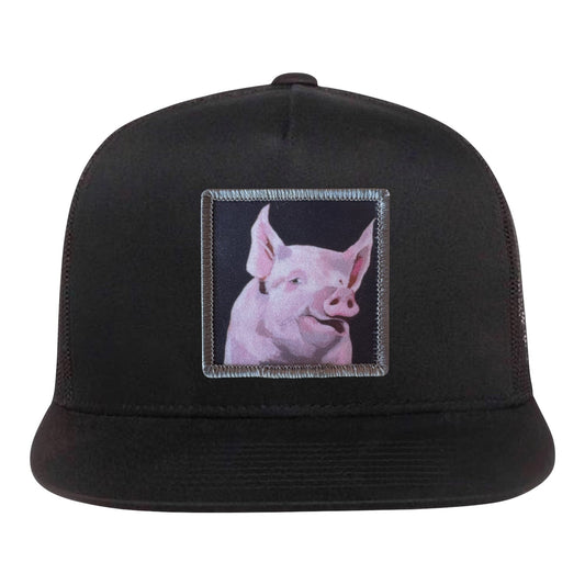 Piggie 5 Panel Cap Hats FlynHats Black