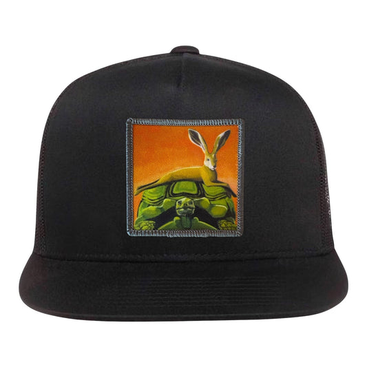 The Tortoise by a Hare 5 Panel Cap Hats FlynHats Black
