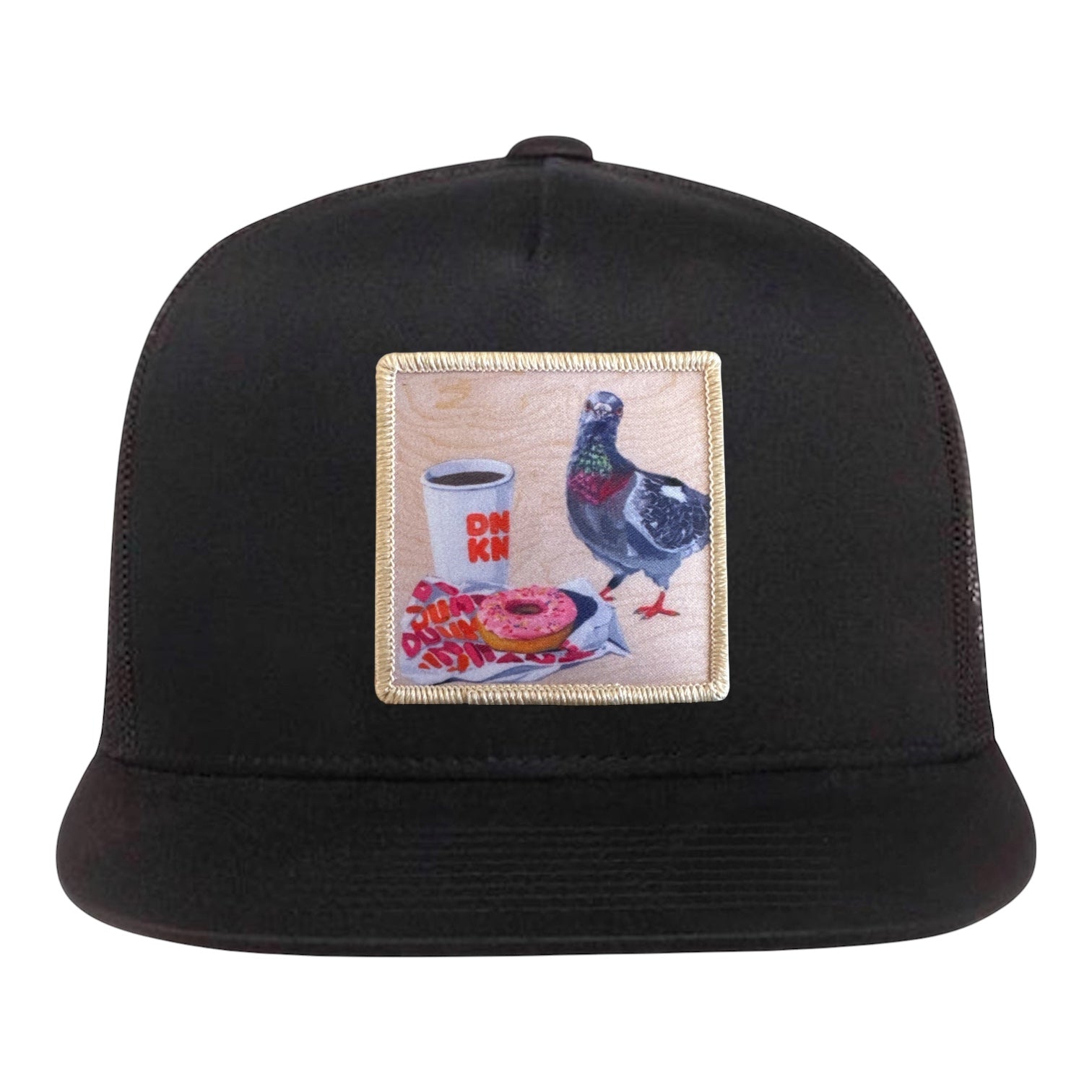 Black 5 Panel FlynHats Pigeons run on Donuts