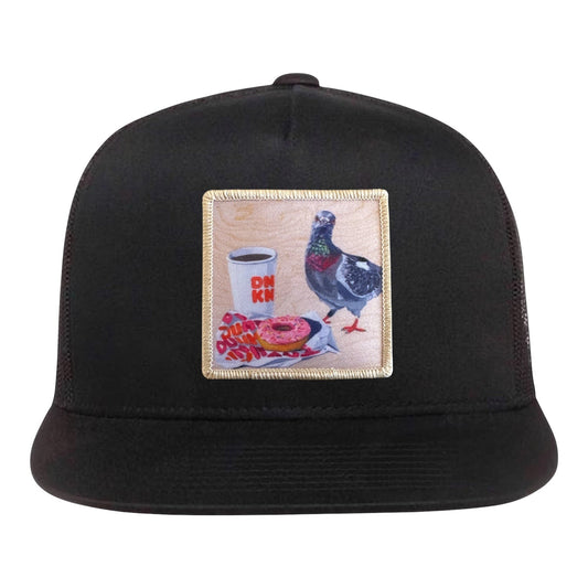 Pigeons Run On Donuts 5 Panel Cap Hats FlynHats Black