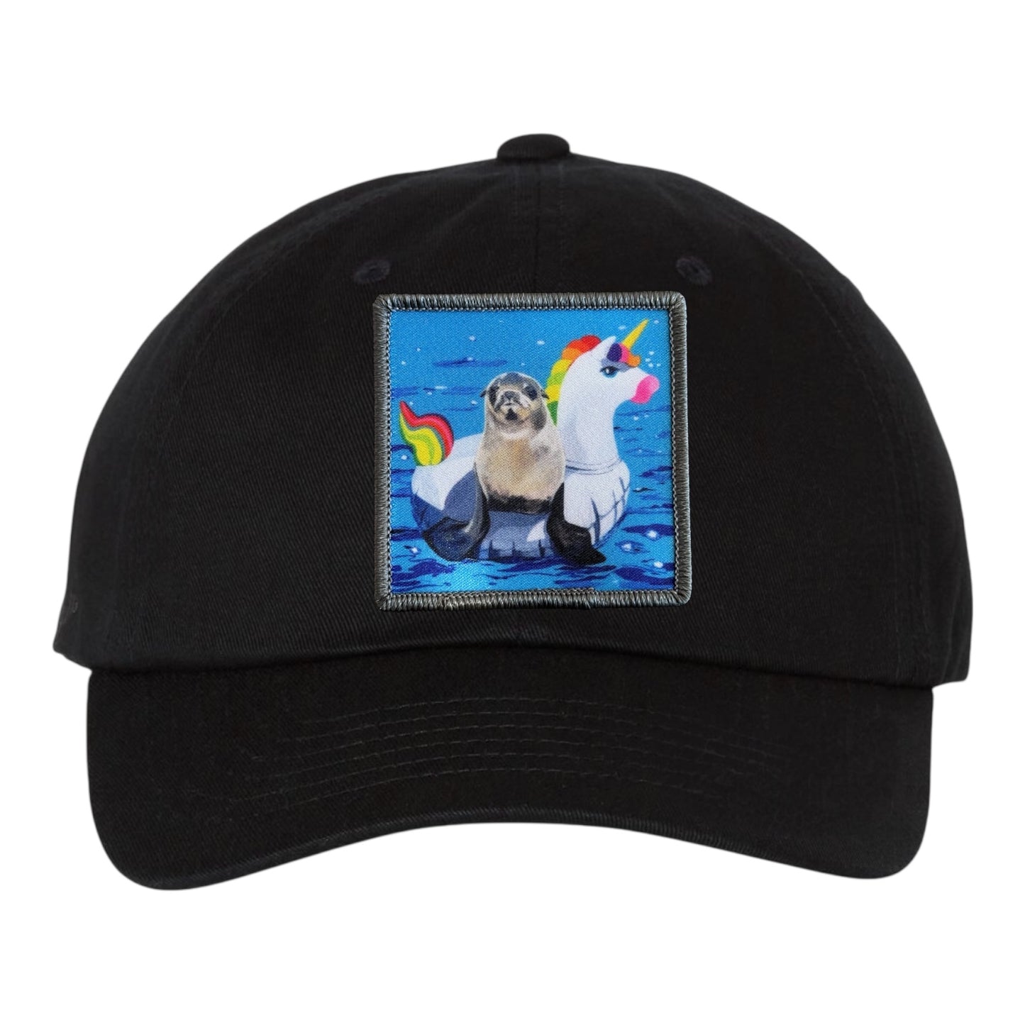 Eco-Washed Black Dad Hat Hats FlynHats Unicorn Drifter