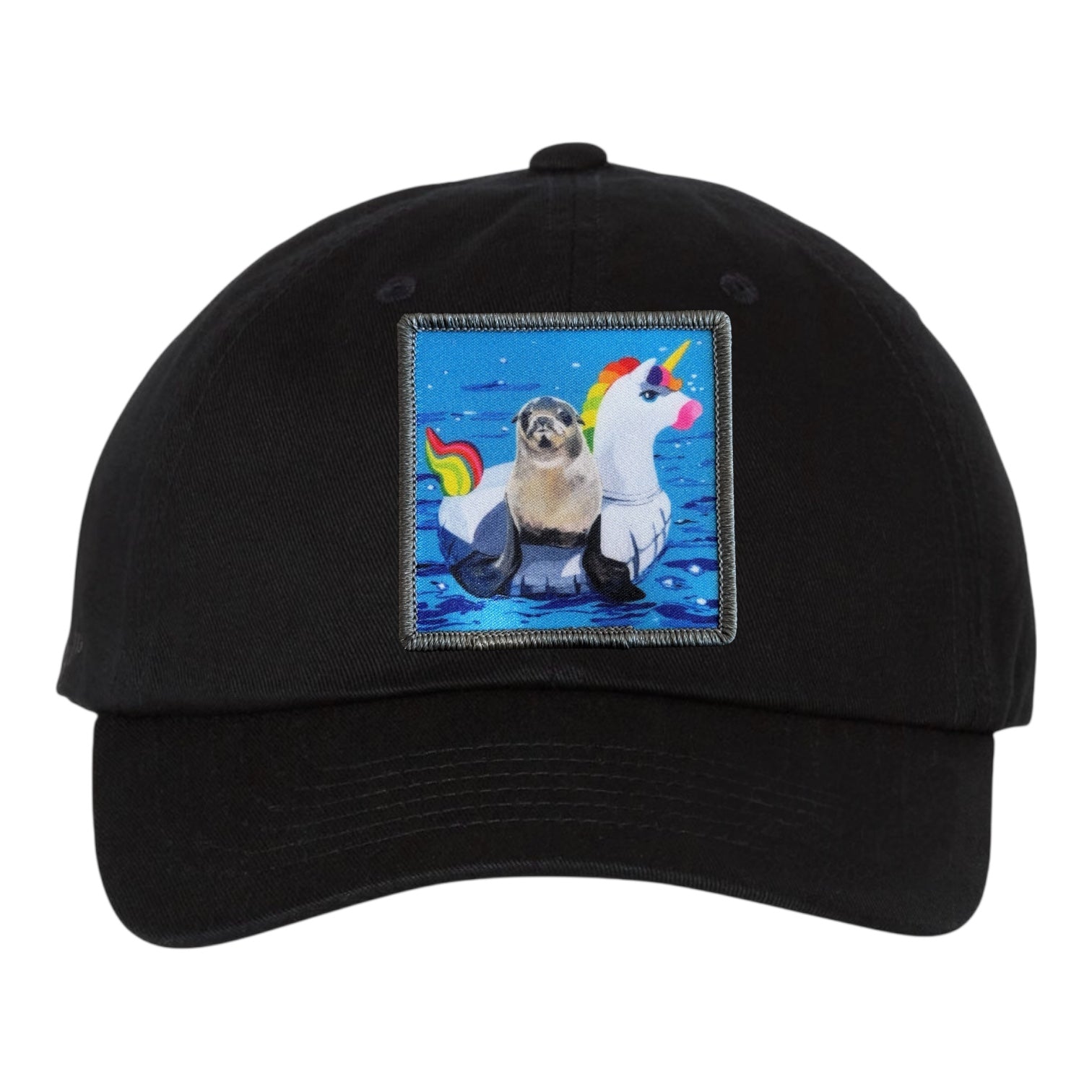 Eco-Washed Black Dad Hat Hats FlynHats Unicorn Drifter