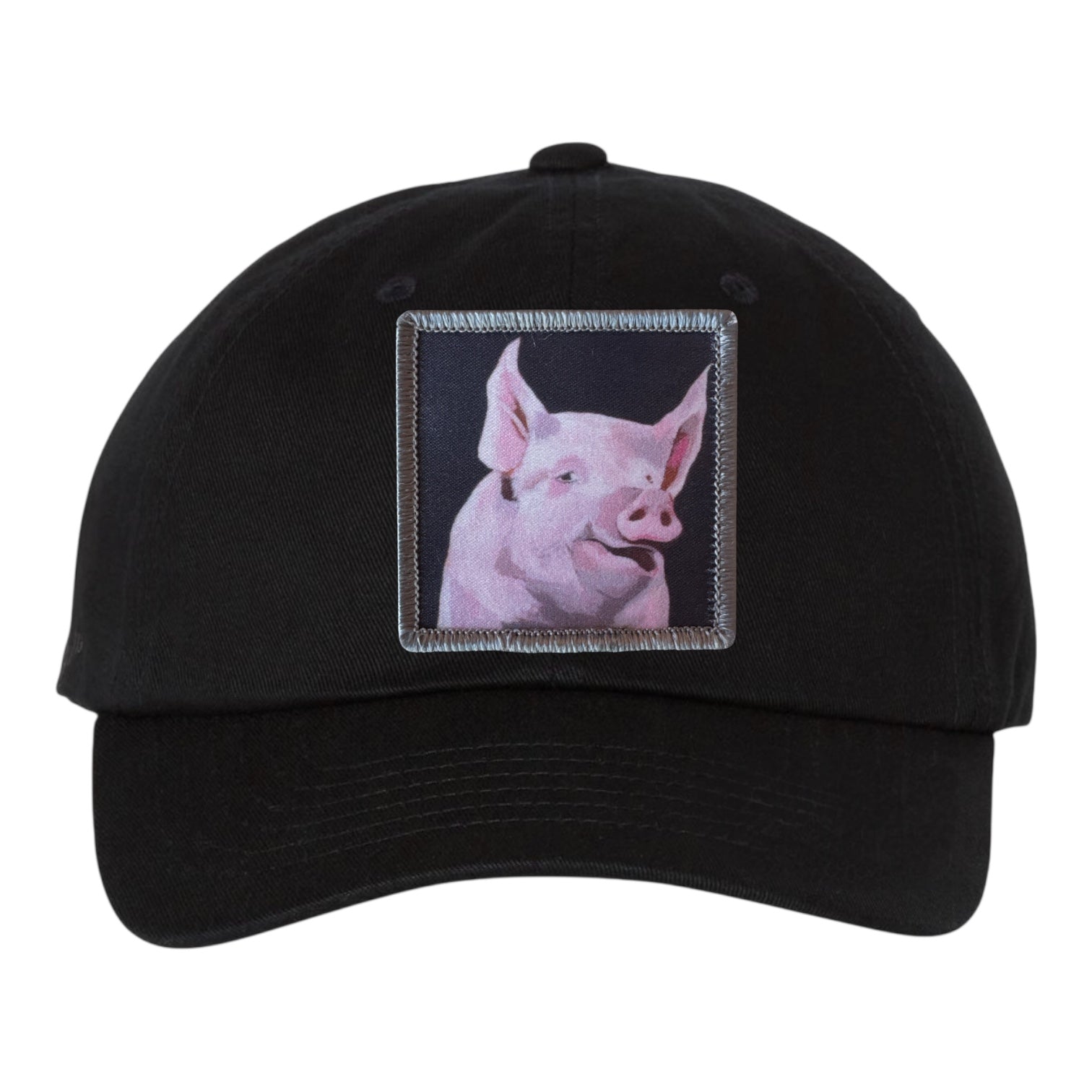 Eco-Washed Black Dad Hat Hats FlynHats Piggie