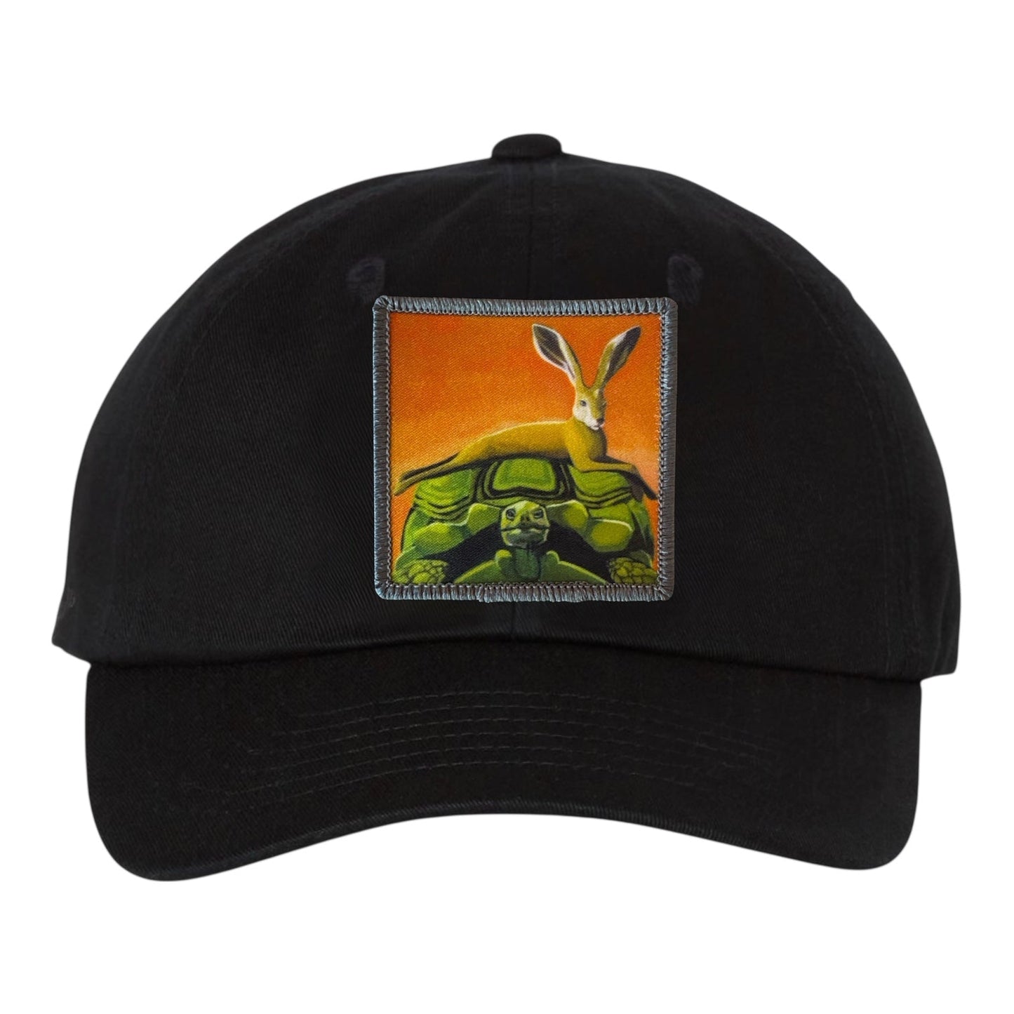The Tortoise by a Hare Dad Hat Hats FlynHats Eco-Washed Black