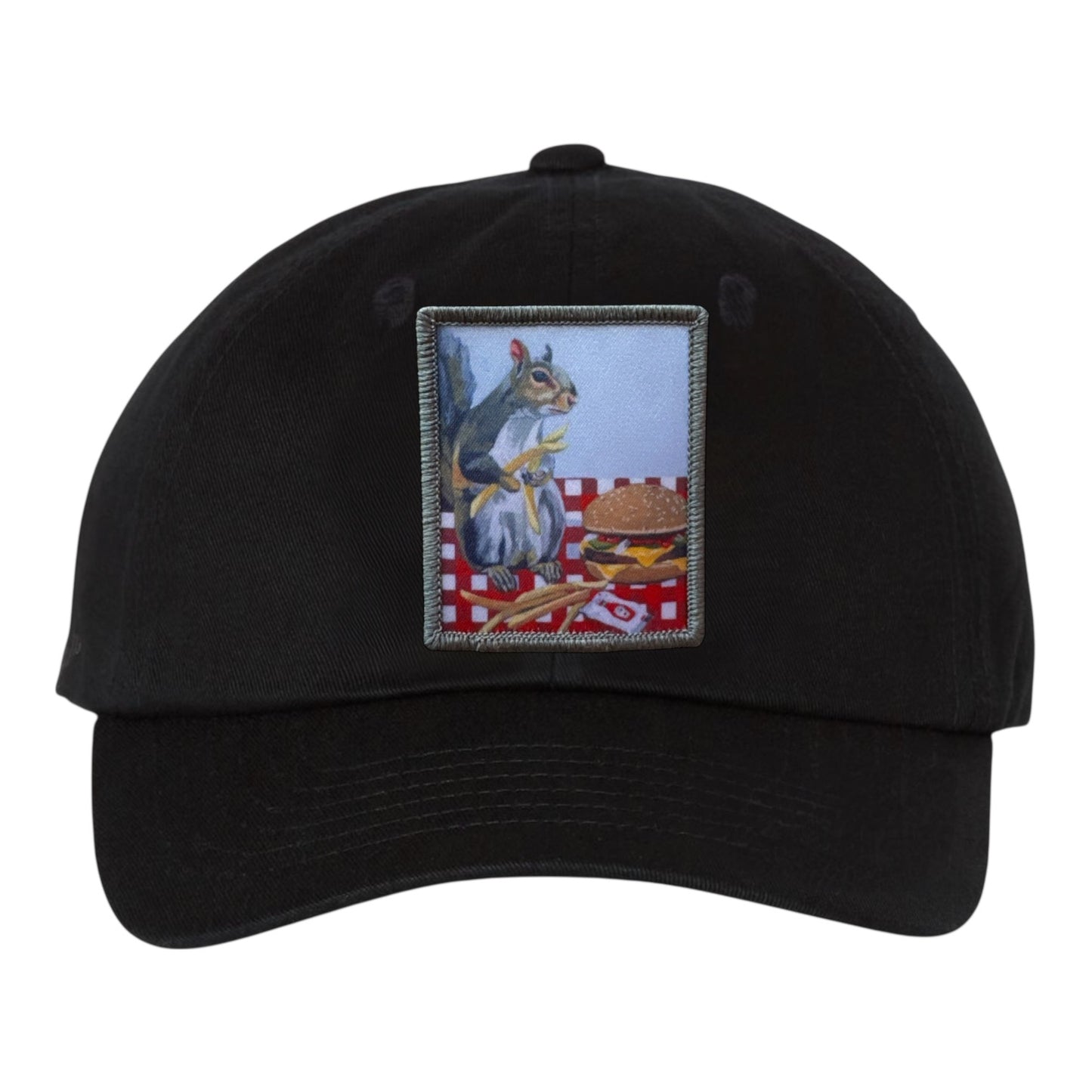 Eco-Washed Black Dad Hat Hats FlynHats Squirrel Burger