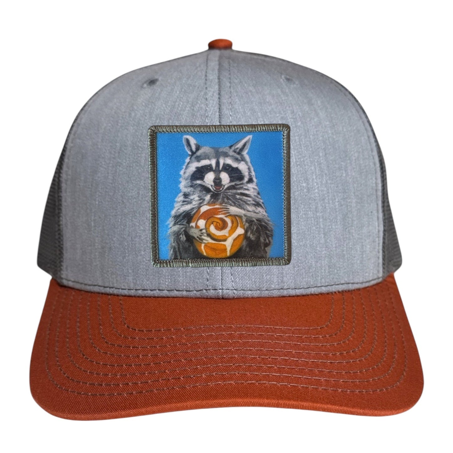 Cinnabun Bandit Trucker Hat Hats FlynHats Grey/Terracotta