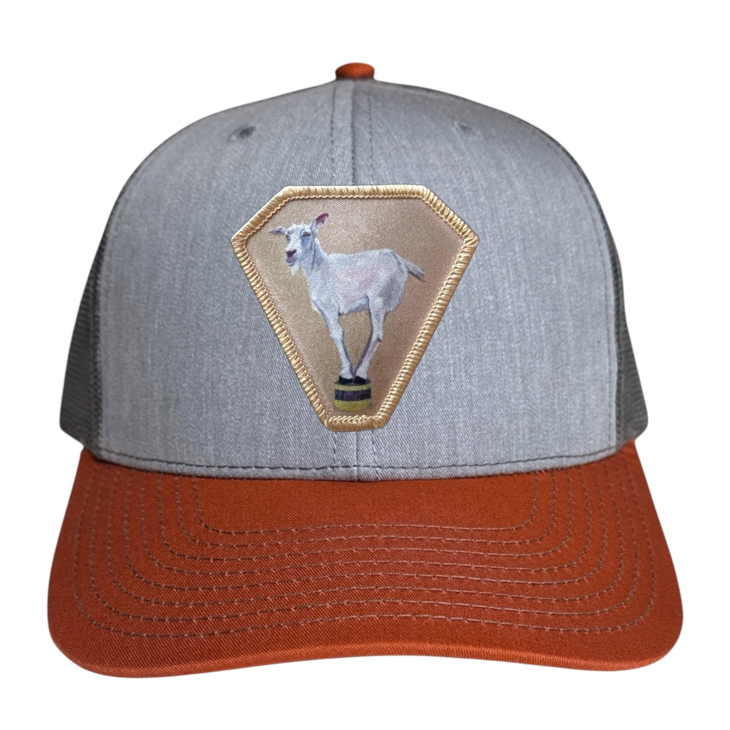 Diamond Goat Trucker Hat Hats FlynHats Grey/Terracotta