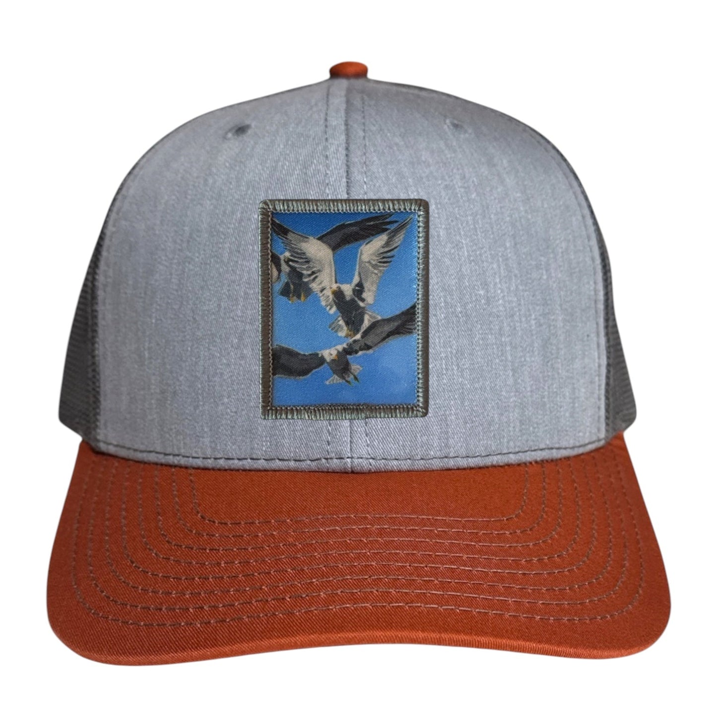 Flock Of Seagulls Trucker Hat Hats FlynHats Grey/Terracotta