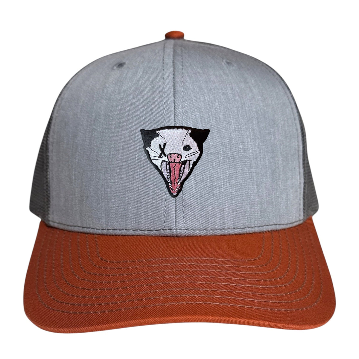 NOT DEAD YET Trucker Hat Hats FlynHats Grey/Terracotta Small