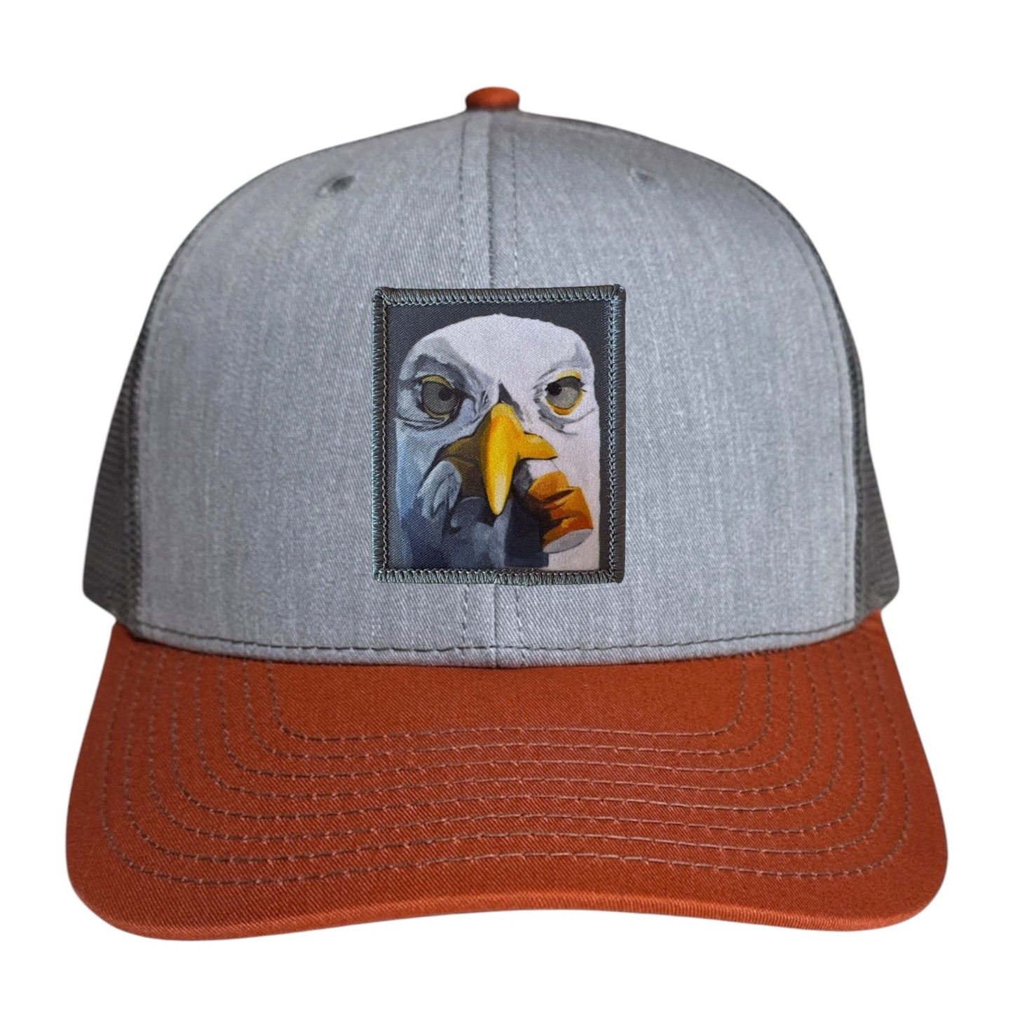 Seagull With Cig Trucker Hat Hats FlynHats Grey/Terracotta