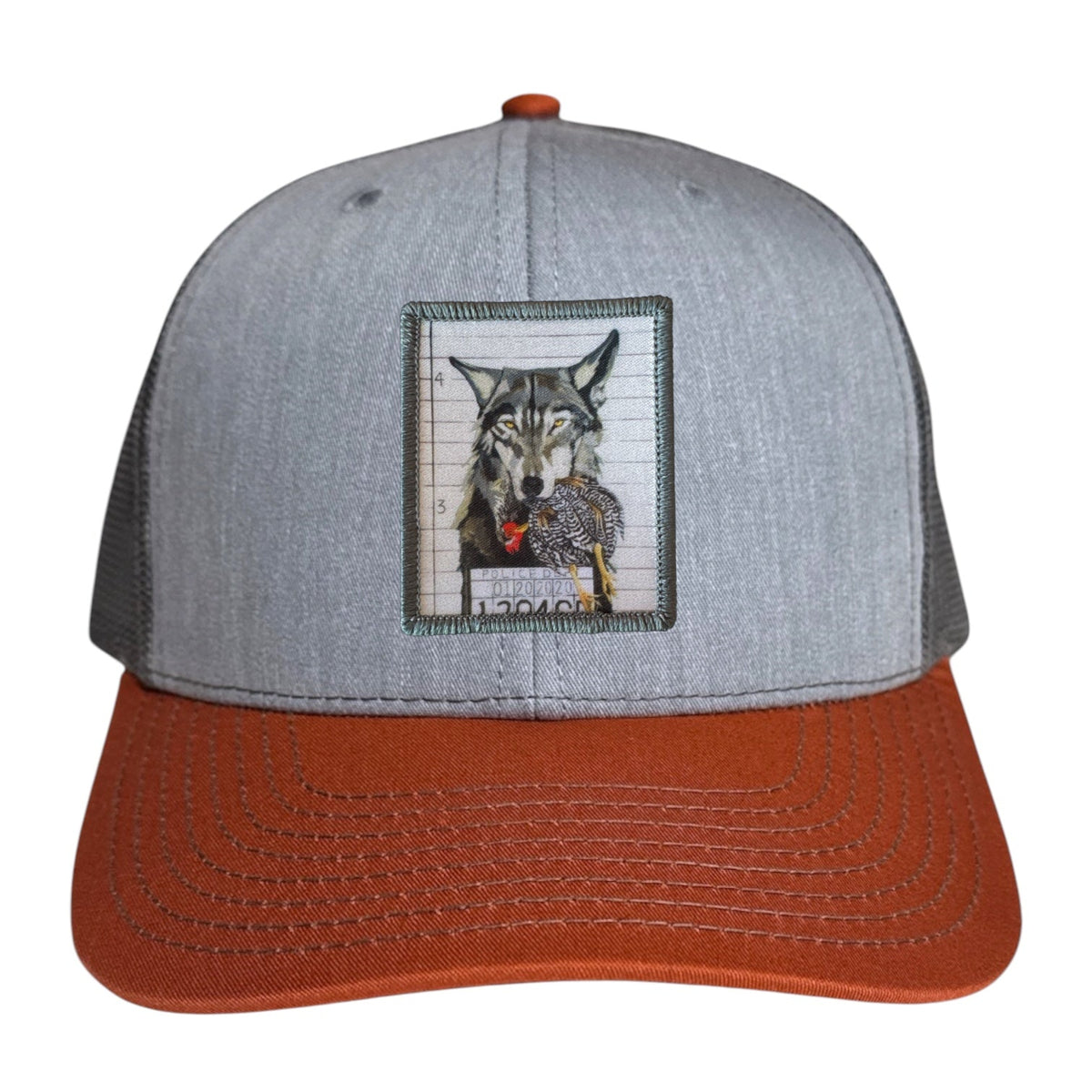 The Usual Suspects: Wolf Trucker Hat Hats FlynHats Grey/Terracotta