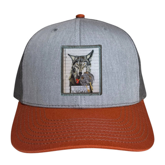 The Usual Suspects: Wolf Trucker Hat Hats FlynHats Grey/Terracotta