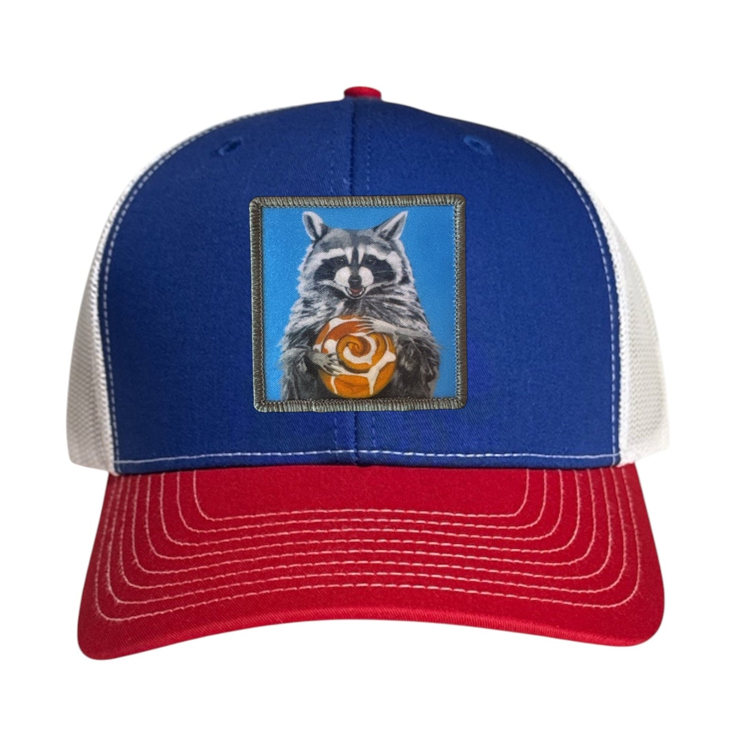 Cinnabun Bandit Trucker Hat Hats FlynHats Red/White/Royal