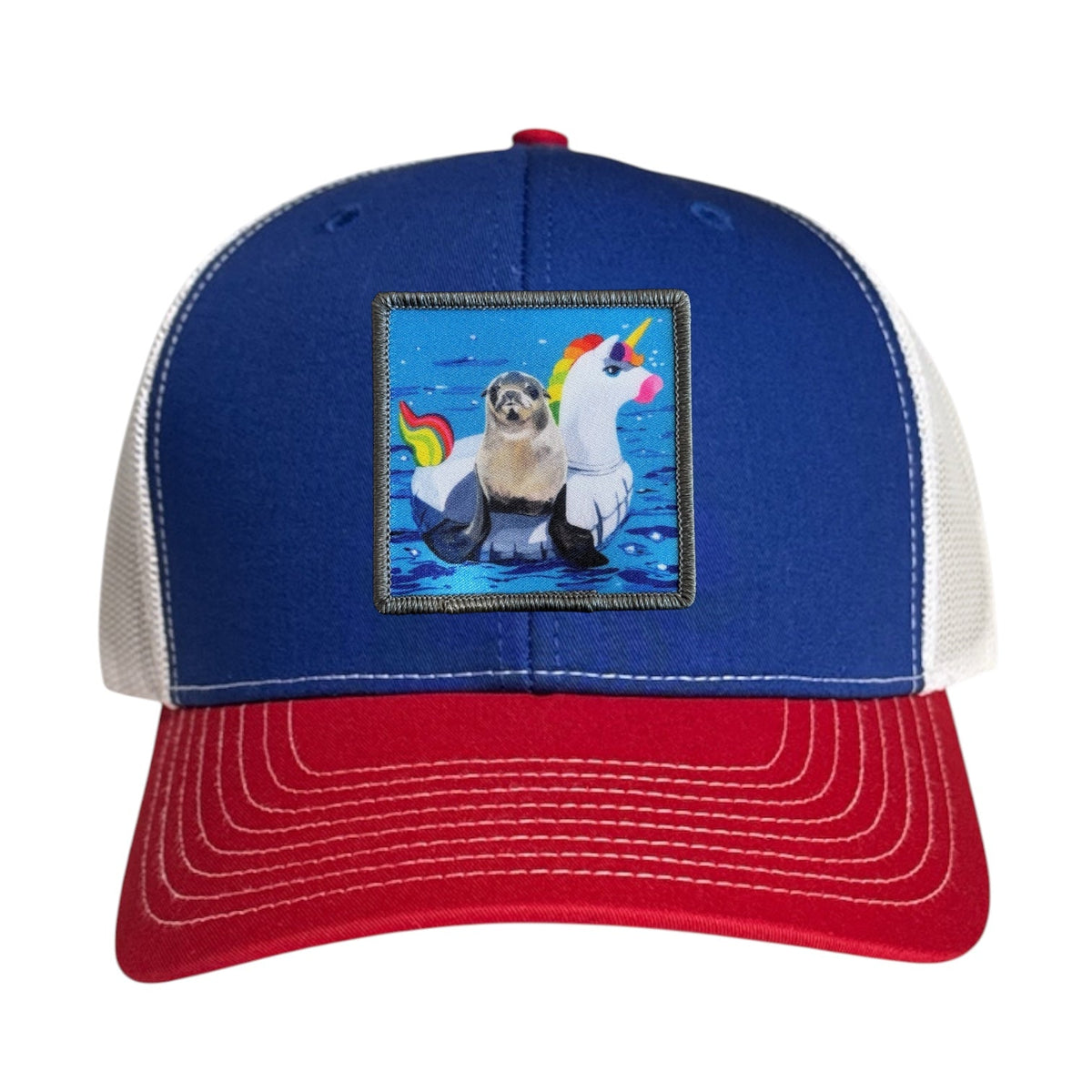 Unicorn Drifter Trucker Hat Hats FlynHats Red/White/Royal