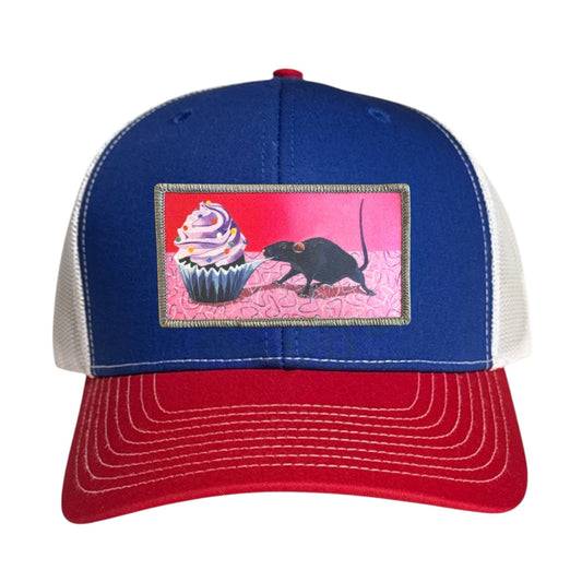 Rats Got My Cake Trucker Hat Hats FlynHats Red/White/Royal