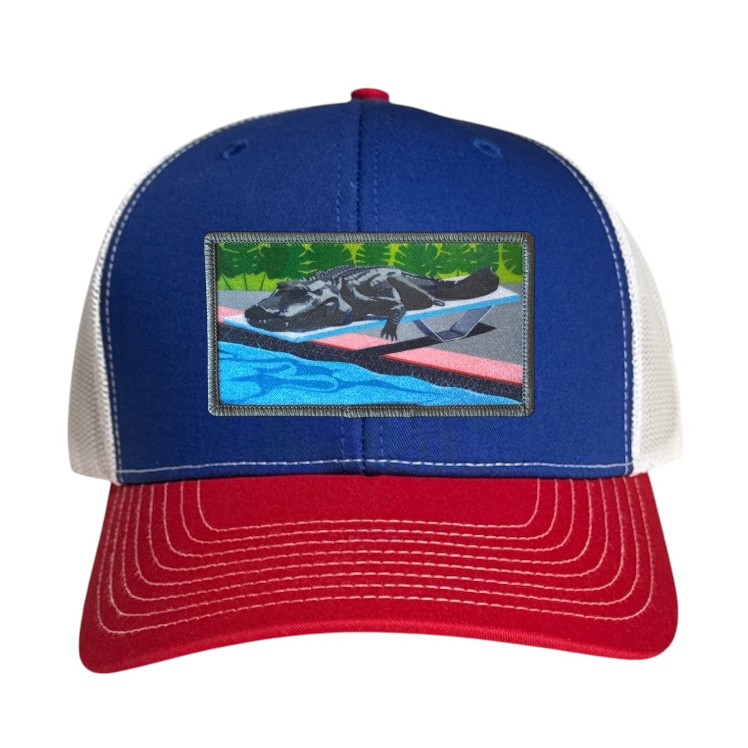 Pool Party Canceled Trucker Hat Hats FlynHats Red/White/Royal
