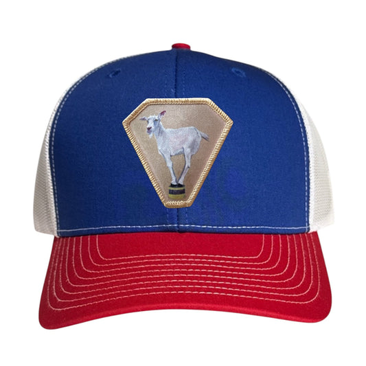Diamond Goat Trucker Hat Hats FlynHats Red/White/Royal